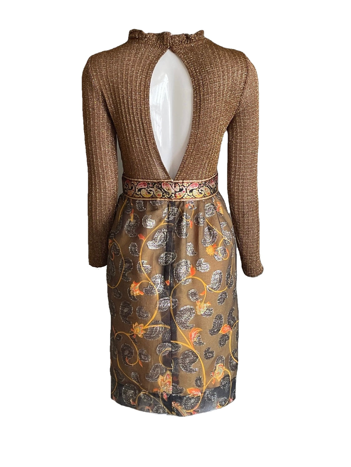 Joseph Magnin Copper Lurex Mini Dress