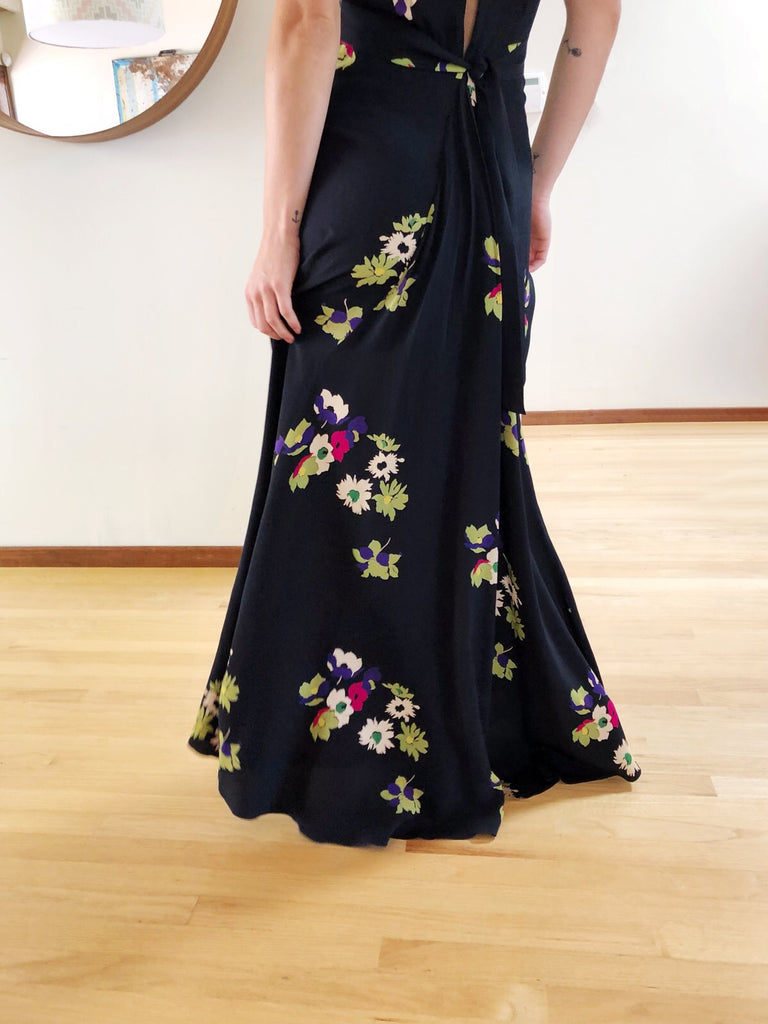 RESERVED 1930s Silk Floral Gown