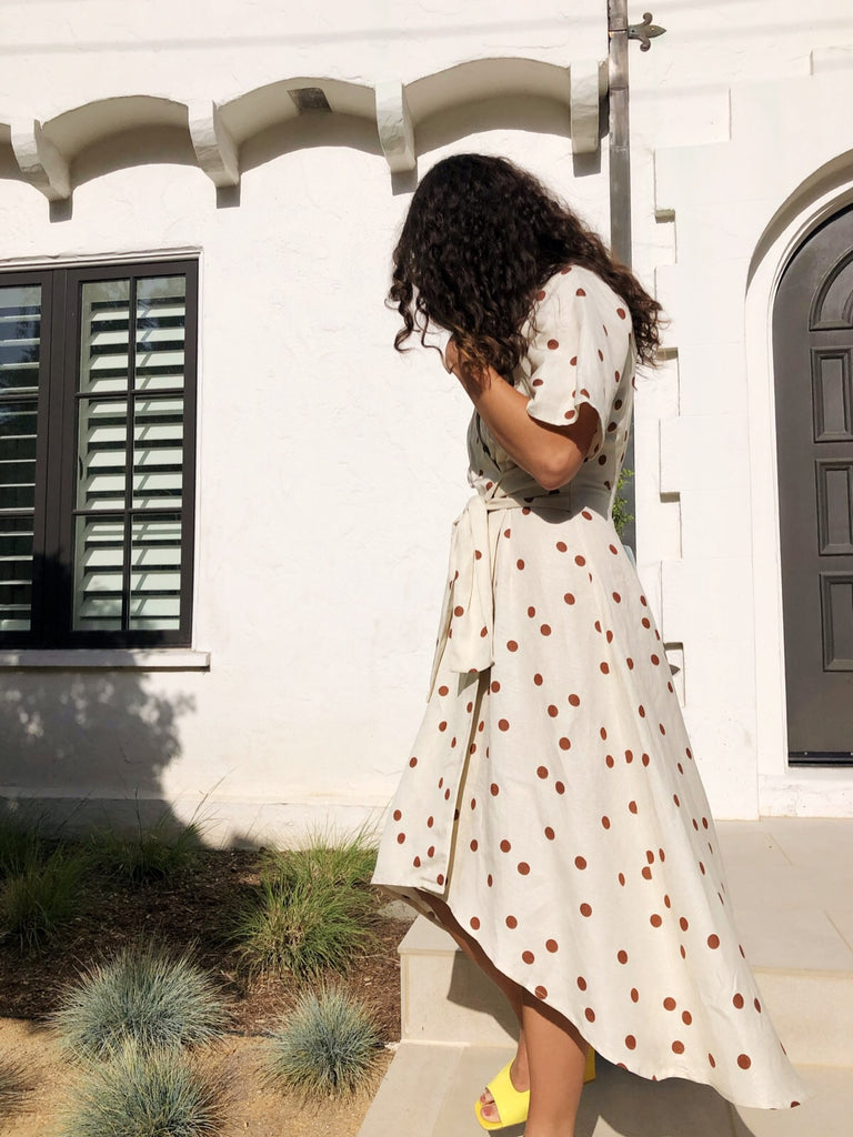 The Julia Dress - Linen Polka Dot