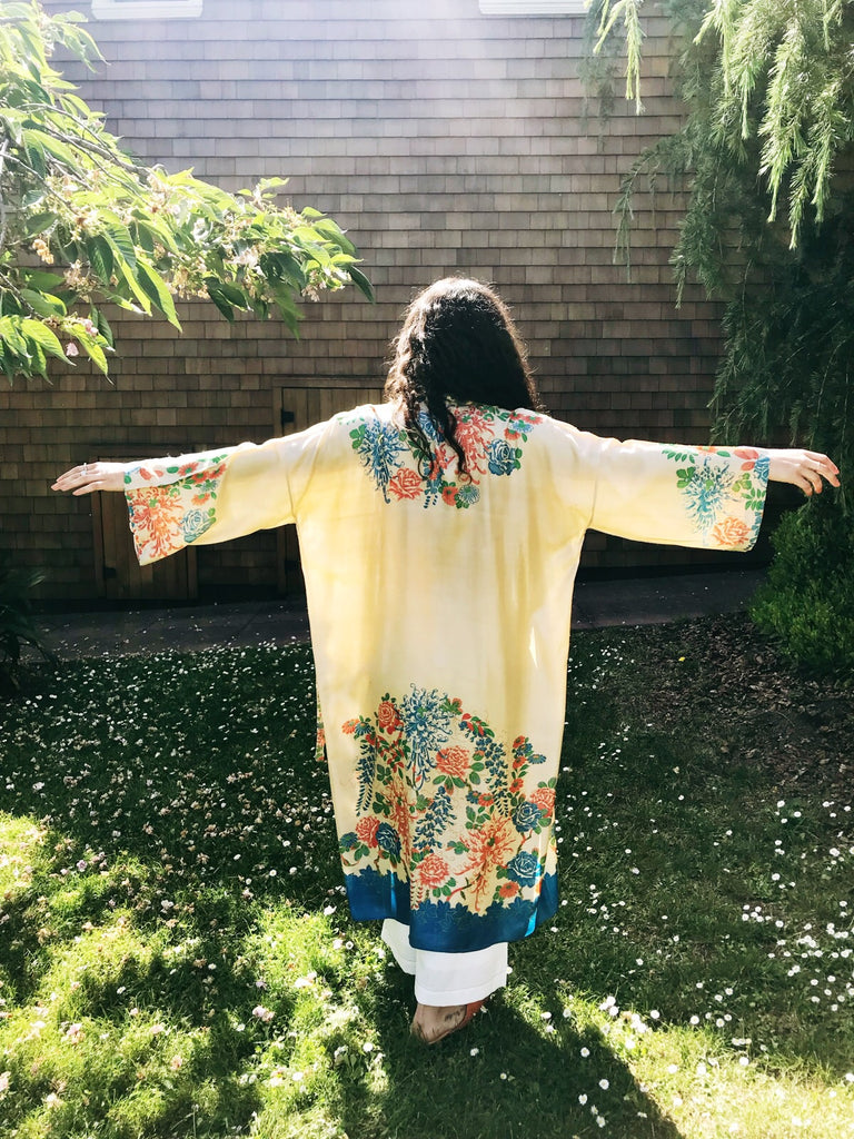 Iconic 1920s Silk Pongee Kimono Robe