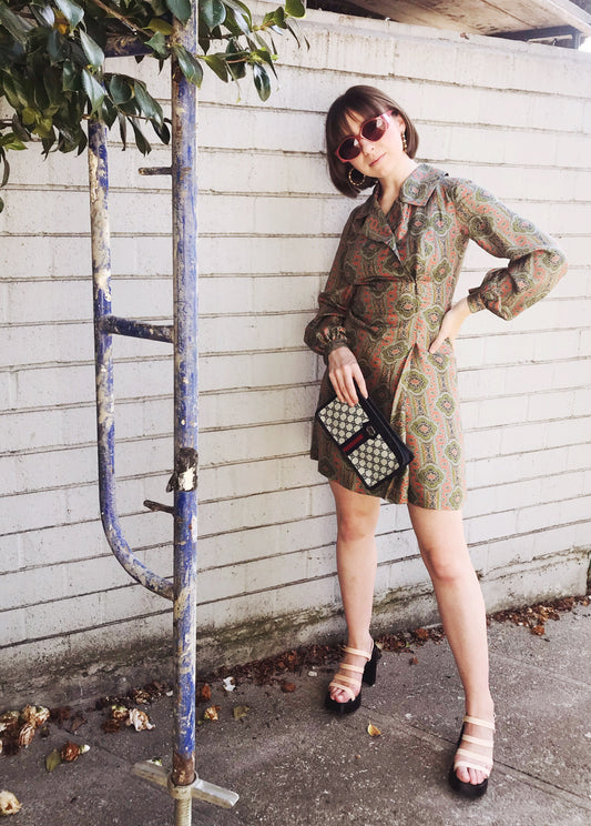 Vintage 1960s Silk Paisley Print Mini