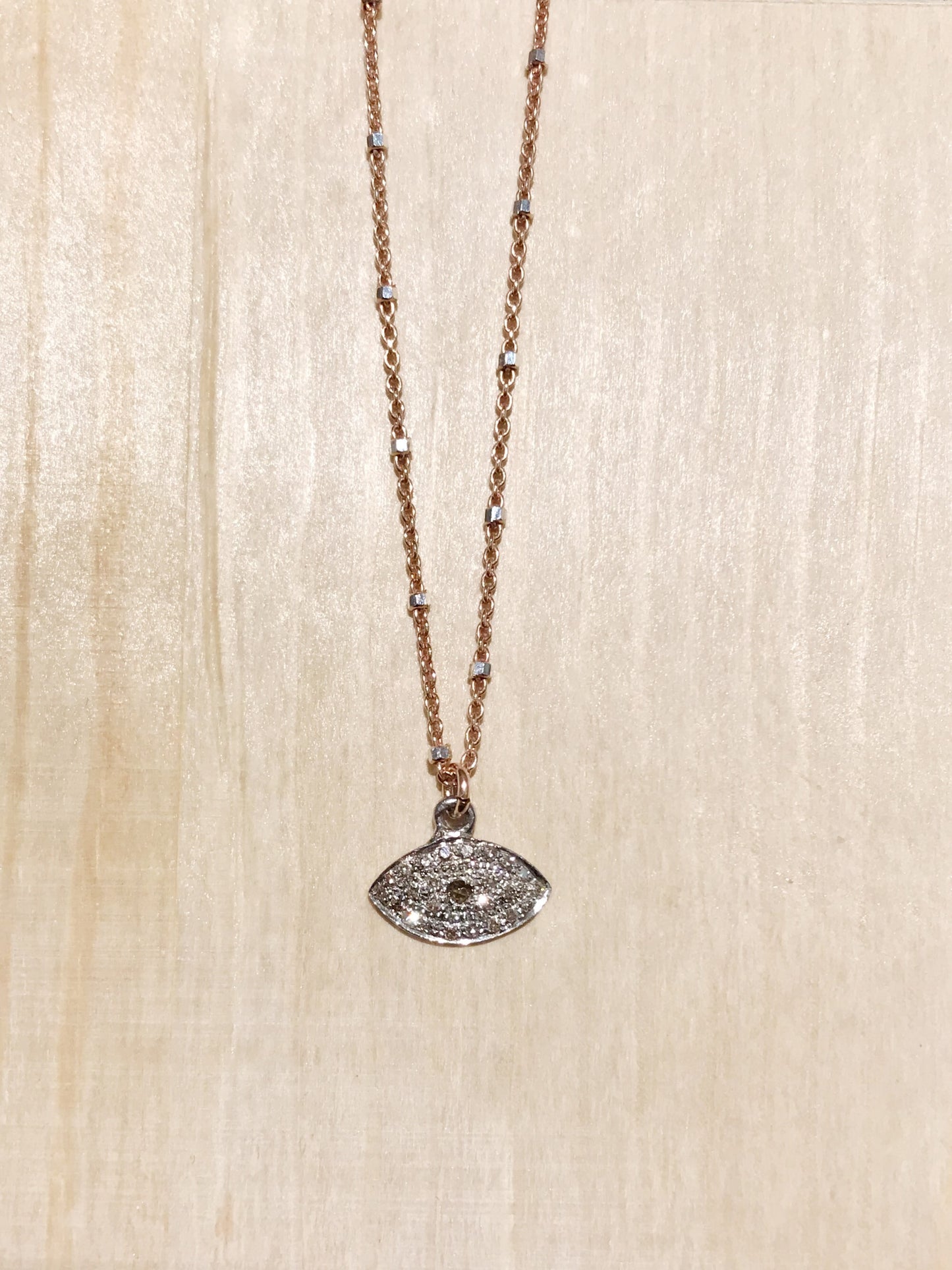 The Third Eye - Pave Diamond Necklace in Rose Gold