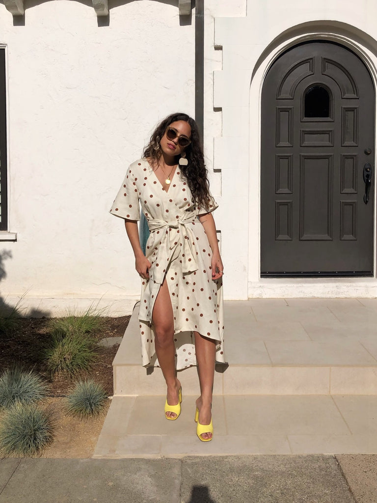 The Julia Dress - Linen Polka Dot