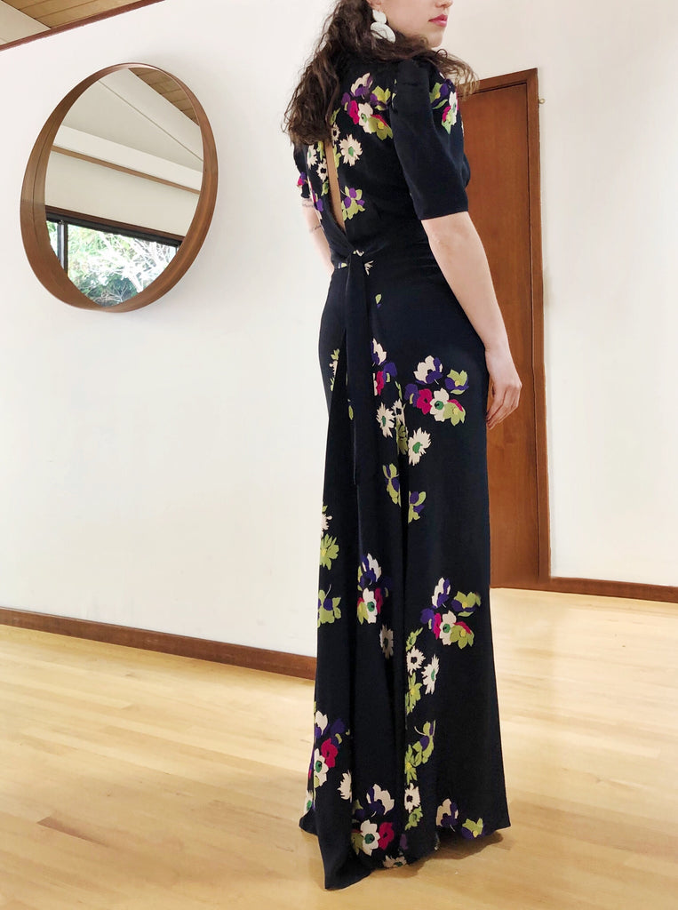 RESERVED 1930s Silk Floral Gown