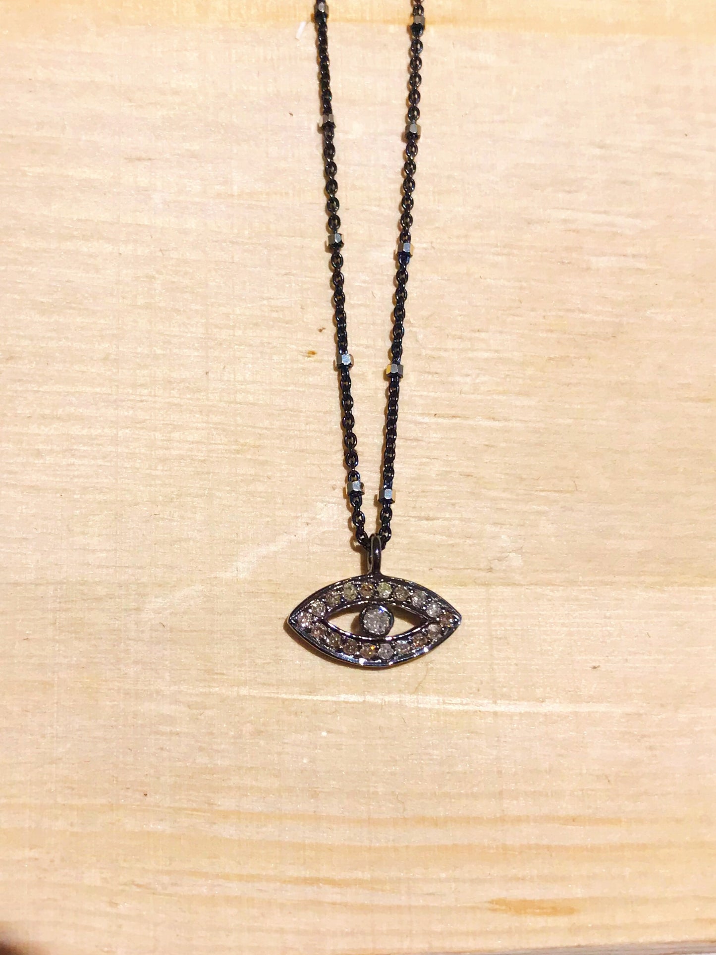 The Third Eye - Pave Diamond Necklace in Silver