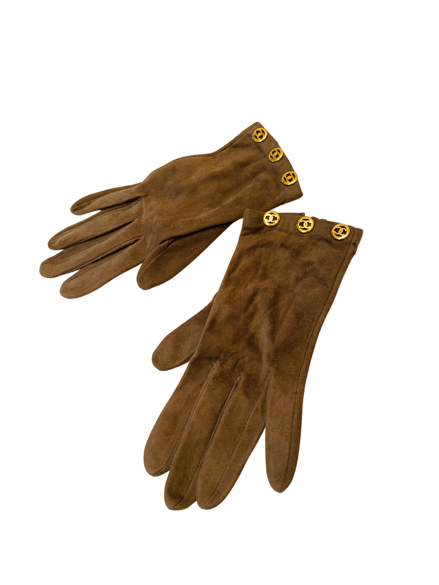 CHANEL CC Logo Vintage Suede Gloves