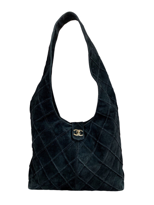 Vintage Chanel Quilted Suede Hobo Bag
